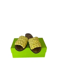 Sam Edelman Grifin Butter Yellow Woven Leather Flat Slide Sandals Sz 7 - Picture 1 of 7