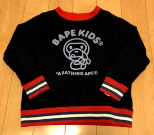 A BATHING APE BAPE KIDS Milo long sleeve sweatshirt 120 navy red white cotton - Picture 1 of 23