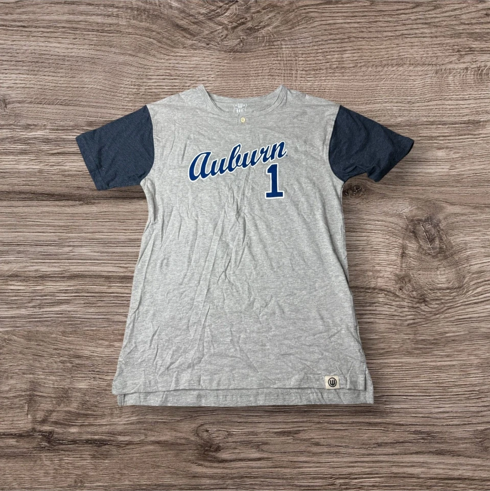 Camiseta Auburn 1 Wes & Willy Youth XL Gris y Azul Marino Nueva con Etiquetas Foto 1 de 4