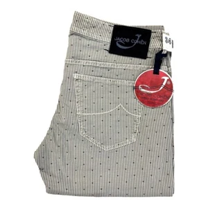 Pantalón vaquero hombre JACOB COHEN J613 COMF VINTAGE 5 bolsillos gris azul rayas ¡NUEVO! - Imagen 1 de 15