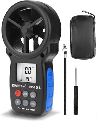 Digital Anemometer Wind Speed Gauge Meter 0.3-30M/s Wind Chill Air Flow Test UK - Image 1 of 4