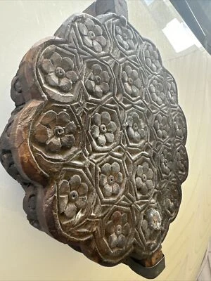 Caja de especias de madera floral flores originales talladas a mano botón almacenamiento Foto 1 de 4