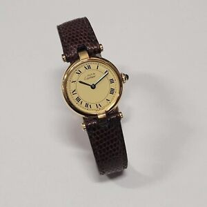 Vintage Cartier Must De 1851 Vermil Argent 925 Swiss Quartz Watch W/ Box CRT44