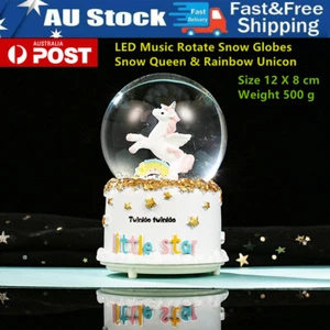 Snowy Unicorn Snow Globe Ball Gift LED Music Auto Snow Desk Bedside Decoration - Picture 1 of 29