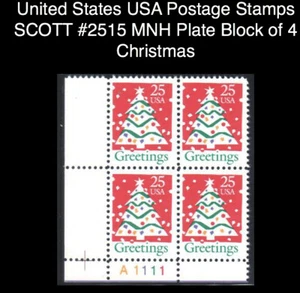 United States USA Postage Stamps SCOTT #2515 MNH Plate Block of 4 Christmas - Picture 1 of 1