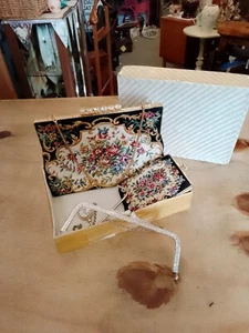 Vintage handmade tapestry evening bag, and matching coin purse. - Picture 1 of 8