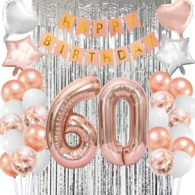 NORTHERN BROTHERS LTD. 60Th Birthday Decorations for Women Rose Gold Happy 60 Birthday Banner 60Th Birt