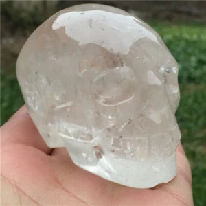 0.57LB Natural Clear Quartz Skull Carved Quartz Crystal Reiki Healing XK2528-US - Picture 1 of 15