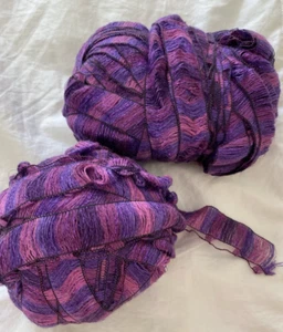 2 Red Heart Boutique Sasha Ribbon Yarn #6 Super Bulky 30yd 100g Purple - Picture 1 of 2