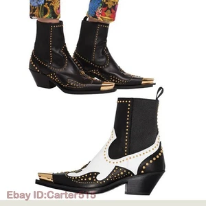 Botas Cortas European American Rock Club Remache Metal Cabeza Punta Moda Mujer - Imagen 1 de 25