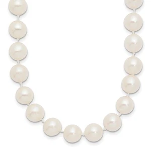 14K Yellow Gold 8-9mm White Near-Round Freshwater Cultured Pearl Necklace 28" - Picture 1 of 4