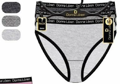 Donna L'oren Women's Hi-cut Briefs 3-Pack Printed Waistband Panties S-XL - Image 1 of 2