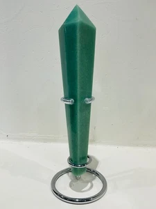 Green Aventurine Spectre Tower Wand with Stand 17.5 cm - Picture 1 of 8