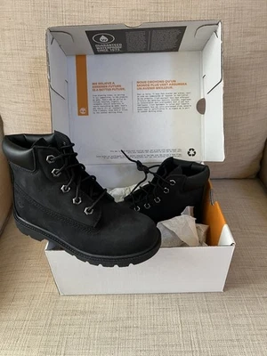 NEW IN BOX TIMBERLAND CLASSIC CHILDS 12 6’ WATERPROOF BOOT BLACK NUBUCK BOOTS - Image 1 of 4