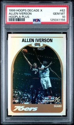 1999-00 Skybox NBA HOOPS década Allen Iverson #62 Hoopla PLUS PSA 10 Foto 1 de 2