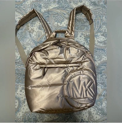 Mochila Michael Kors Rae Mediana Acolchado Oro Rosa Nylon Nueva Sin Etiquetas Foto 1 de 4