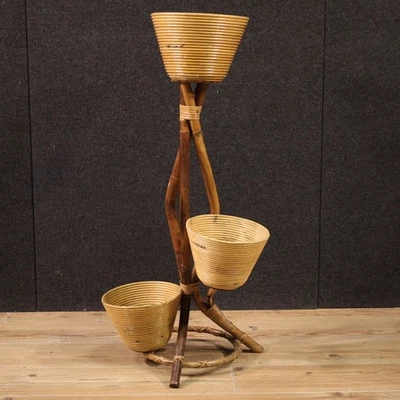 Portavasi fioriera italiana di design in bambù mobile moderno anni 60 900 - Immagine 1 di 4