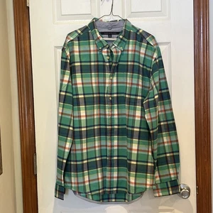 Tommy Hilfiger Mens Button Down Shirt XL Green Plaid Classic Fit Long Sleeve - Picture 1 of 12