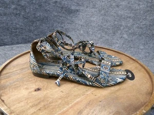 Tabitha Simmons x Johanna Ortiz Nellie Blue Paisley Print Sandals SZ 36.5 / 6.5 - Picture 1 of 11