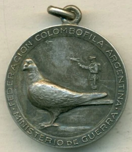 ARGENTINA PIGEON FEDERATION WAR MINISTRY - PICHON COMPETITION 1939 SILVER MEDAL - Picture 1 of 2