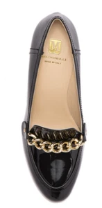 NEW BRUNO MAGLI Petra Chain Patent Almond Toe Block Heel Loafer Pump - Picture 1 of 9