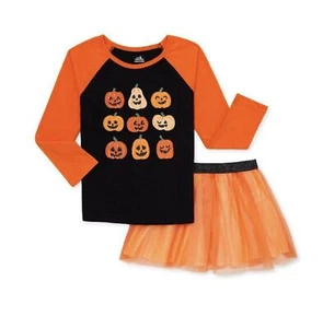  Conjunto de top y tutú de calabaza de Halloween para niñas pequeñas talla 12 meses naranja Jack-O-Lanterns - Imagen 1 de 9
