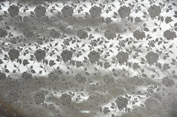 Mantel Cortinas Floral Satinado Tela Jacquard Plateado 58" Ancho Foto 1 de 1