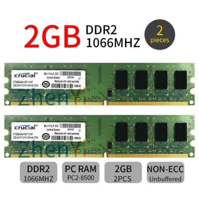 4GB 2x 2GB DDR2 PC2-8500U 1066MHz 1.8V Desktop Memoria DIMM RAM para Crucial SP - Imagen 1 de 4
