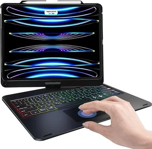 For iPad Pro 12.9" 3/4/5/6th Gen 2022 360° Rotating Touchpad Keyboard Case Cover - Picture 1 of 62