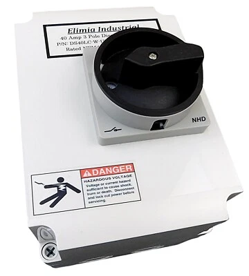 Interruptor de desconexión trifásico cerrado Elimia DS40LC-W-UL NEMA 4X 30 40 Amp 30A 40A Foto 1 de 4