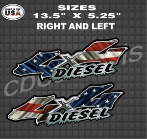 American Flag Diesel  4x4 Truck Bed Decal Sticker Truck Decal Set of 2 services - Picture 1 of 3