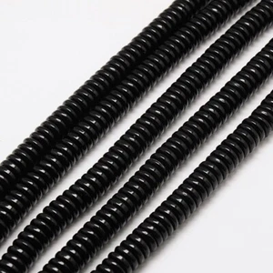 Heishi Black Resin Beads 6mm Flat Round Disc 180pcs/Strand Round - Picture 1 of 4