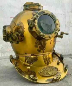 Antico casco subacqueo US Navy Mark V Deep Sea Scuba Marine Subacquei Helmet 18'' in - Foto 1 di 5