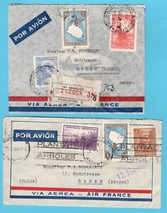 ARGENTINA 2 Air France covers 1939-40 Buenos Aires to Switzerland