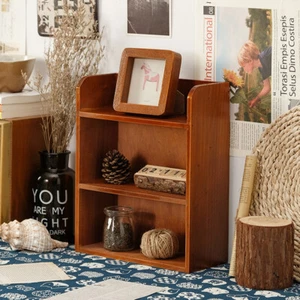 3 Tier Wall Mounted Vintage Wooden Small Cabinet Storage Shelf Desktop Display - Picture 1 of 12
