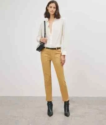 Брюки Niki Lotan Jenna золотистые женские 6 приталенных с необработанным подолом передние нашивки карманы $345 - Изображение 1 из 4