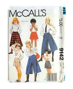 Pantalones Cortos Vintage Patrón Costura Culottes Bolsillos Niña Talla 7 Años 80 McCall's 9142 - Imagen 1 de 3