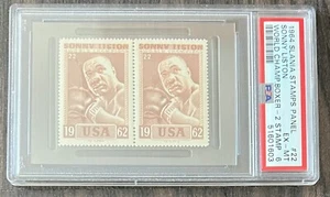 1964 Slania Stamps Panel #22 Sonny Liston PSA 6 EX-MT (Rare 2 Stamp Item) - Picture 1 of 2