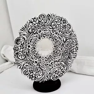 SHREVE & CO. VIKTORIANISCHE FLORAL REPOUSSE STERLINGSILBER BONBONIERE/SCHMUCKTABLETT - Bild 1 von 9