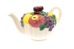 Vintage Omnibus Fitz Floyd Obst rote Schleife 1992 Teekanne 6" - Bild 1 von 5