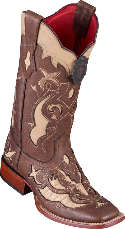 BOTA WESTERN MUJER LOS ALTOS ORYX BRONCEADO LAGARTO SUPERPUESTO RANCHO-DEDO CUADRADO  Foto 1 de 1