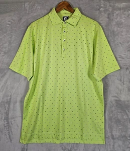 FootJoy FJ Athletic Fit Golf Polo Shirt Size Large Green Geometric Diamond Print - Picture 1 of 6