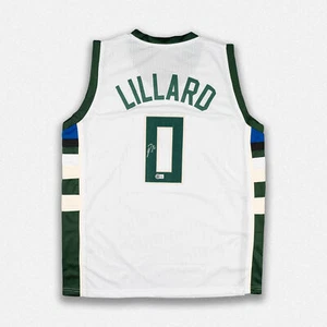 Damian Lillard Milwaukee Bucks Signed Pro Style White Jersey BAS - Picture 1 of 2