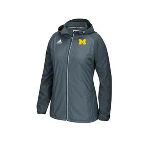 Michigan Wolverines NCAA Adidas Women's  Onix Grey Modern Varsity Woven Jacket - Picture 1 of 2