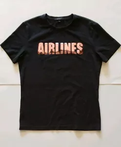 "AIRLINES"" Camiseta Cabbeen Estilo de Vida Para Hombre Pequeña Nueva Negra Diseño Laminado - Imagen 1 de 7