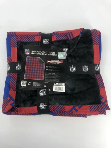 BUFFALO BILLS NFL INDOOR OUTDOOR REVERSIBLE THROW BLANKET  W/Bag Ships Free Cover