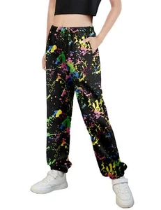 Girl Tie Dye Sweatpants Kids Active Jogger Pants Sport Pants with Pocket - Picture 1 of 4