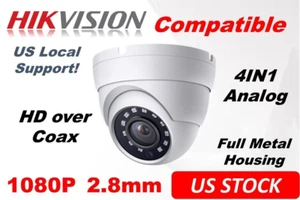 Hikvision Compatible Analog CCTV 2MP TVI Dome Camera 2.8mm Wide Angle Outdoor - Picture 1 of 8