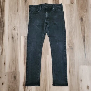 Uniqlo Jeans Mens 34x32 Black Selvedge Straight Stretch Denim Actual 33x30 - Picture 1 of 11