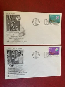 UN NEW YORK 1965 FDC x 2 ART CRAFT ITU SEMAPHORE TO SATELLITE RADIO TELEPHONE - Picture 1 of 1